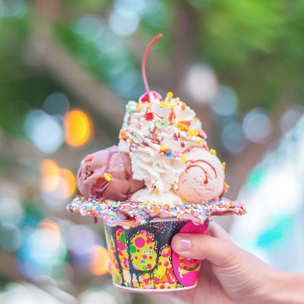 colorful ice cream sundae 