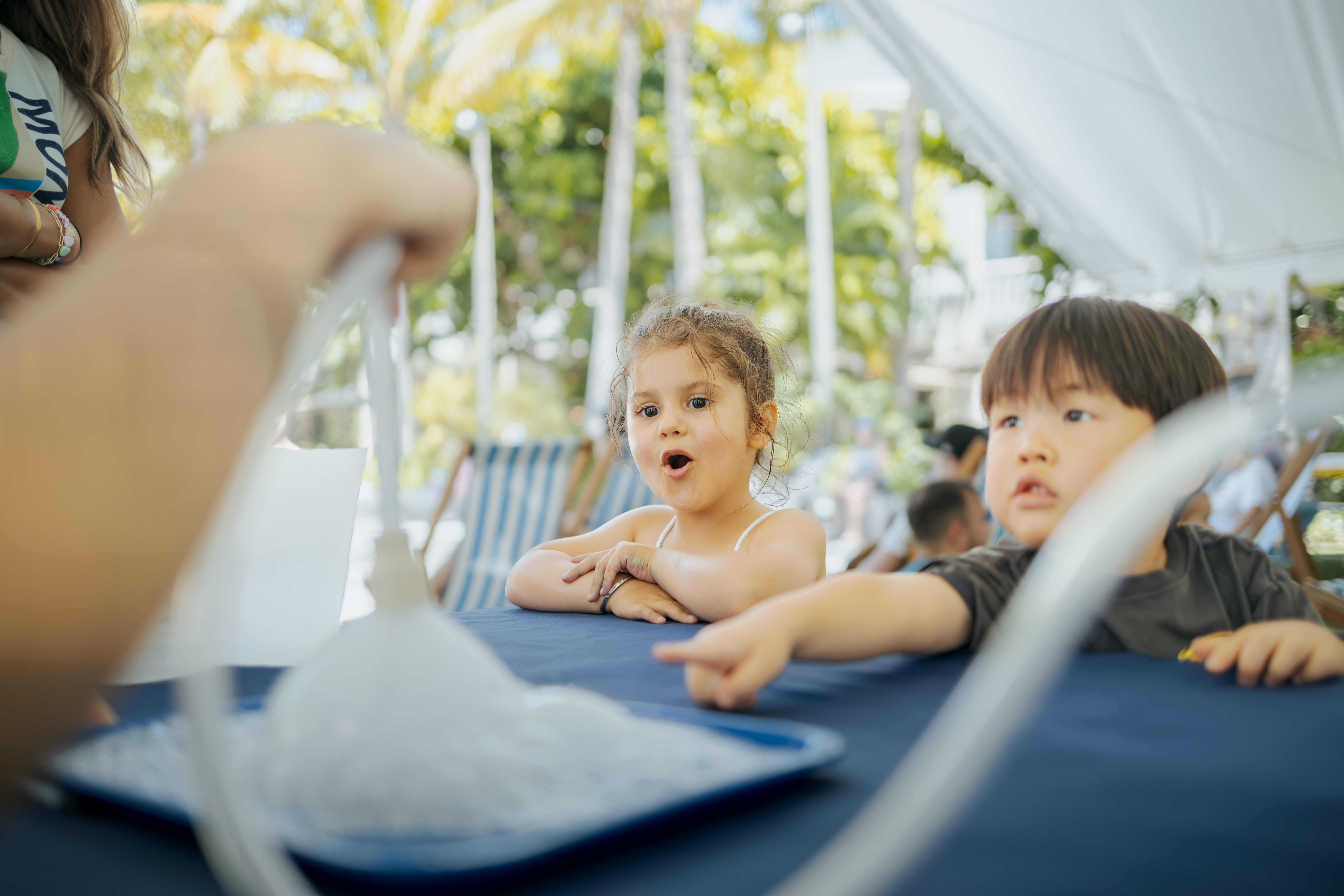 Kids watching science experiment