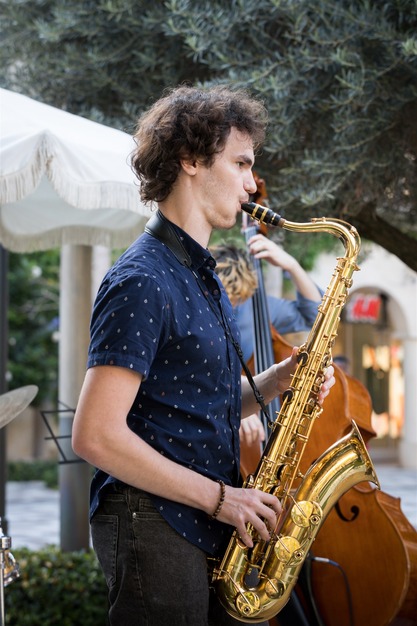 man playing saxophone