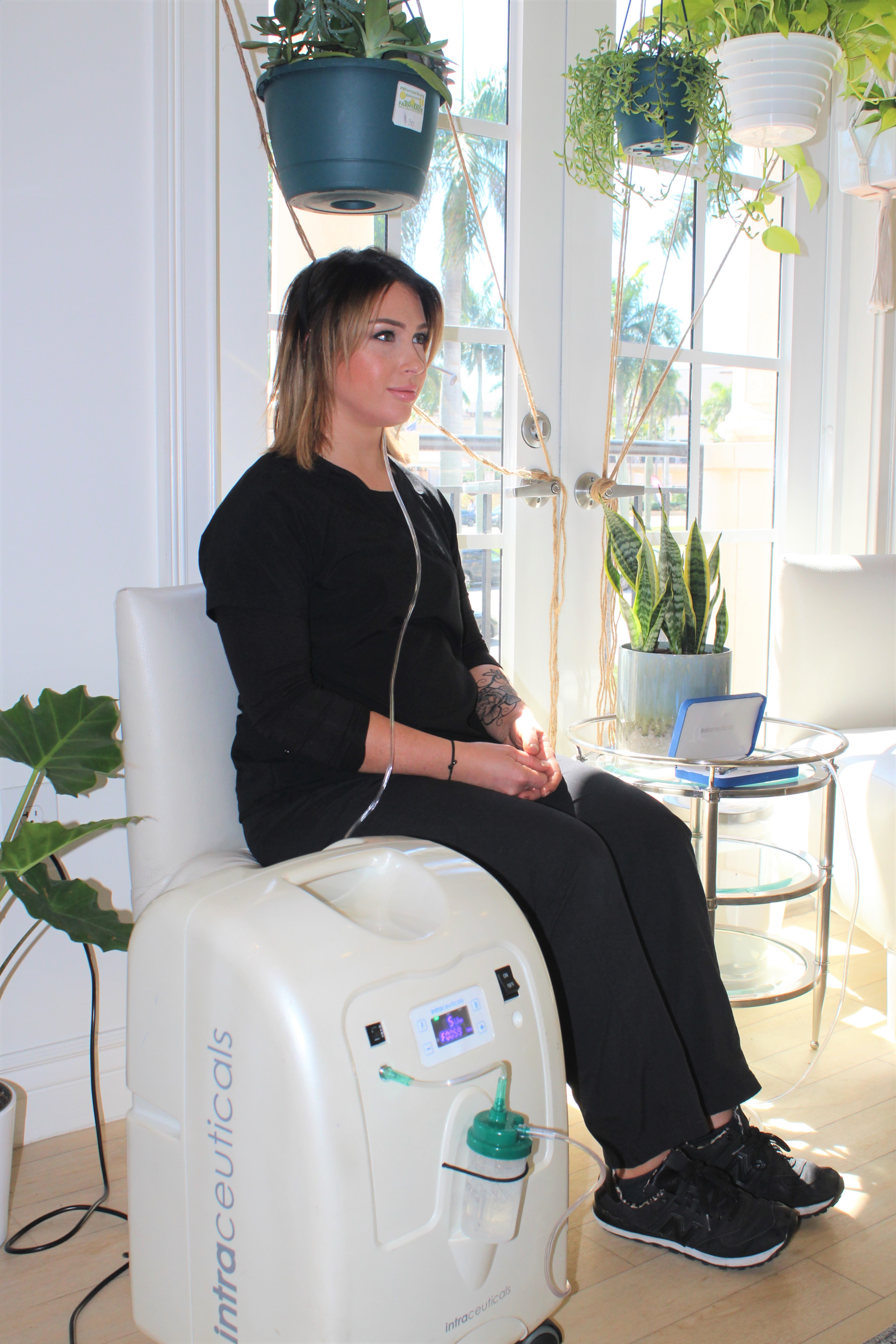 Women sitting trying a spa treatment 