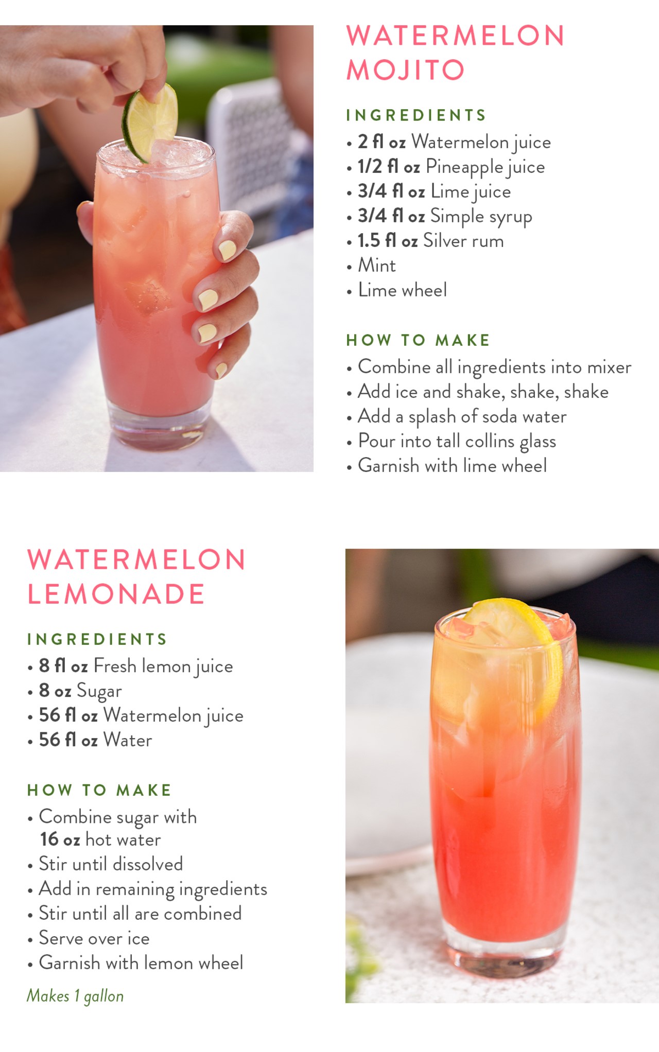 True Food Kitchen's watermelon lemonade and watermelon mojito recipe